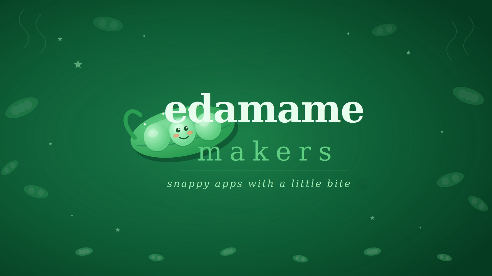 Edamame Makers banner with a smiling edamame pod